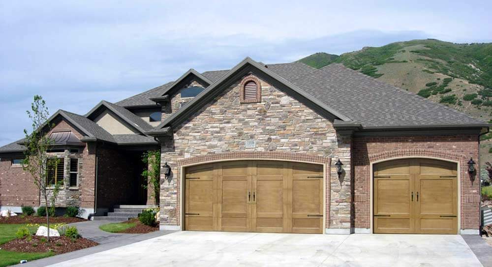 An example of a well-maintained steel garage door.